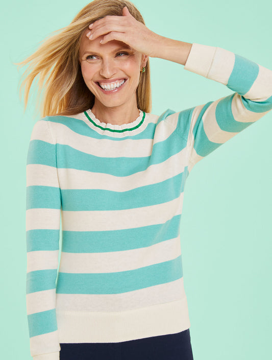 Talbots BICOLOR STRIPE CREWNECK PULLOVER