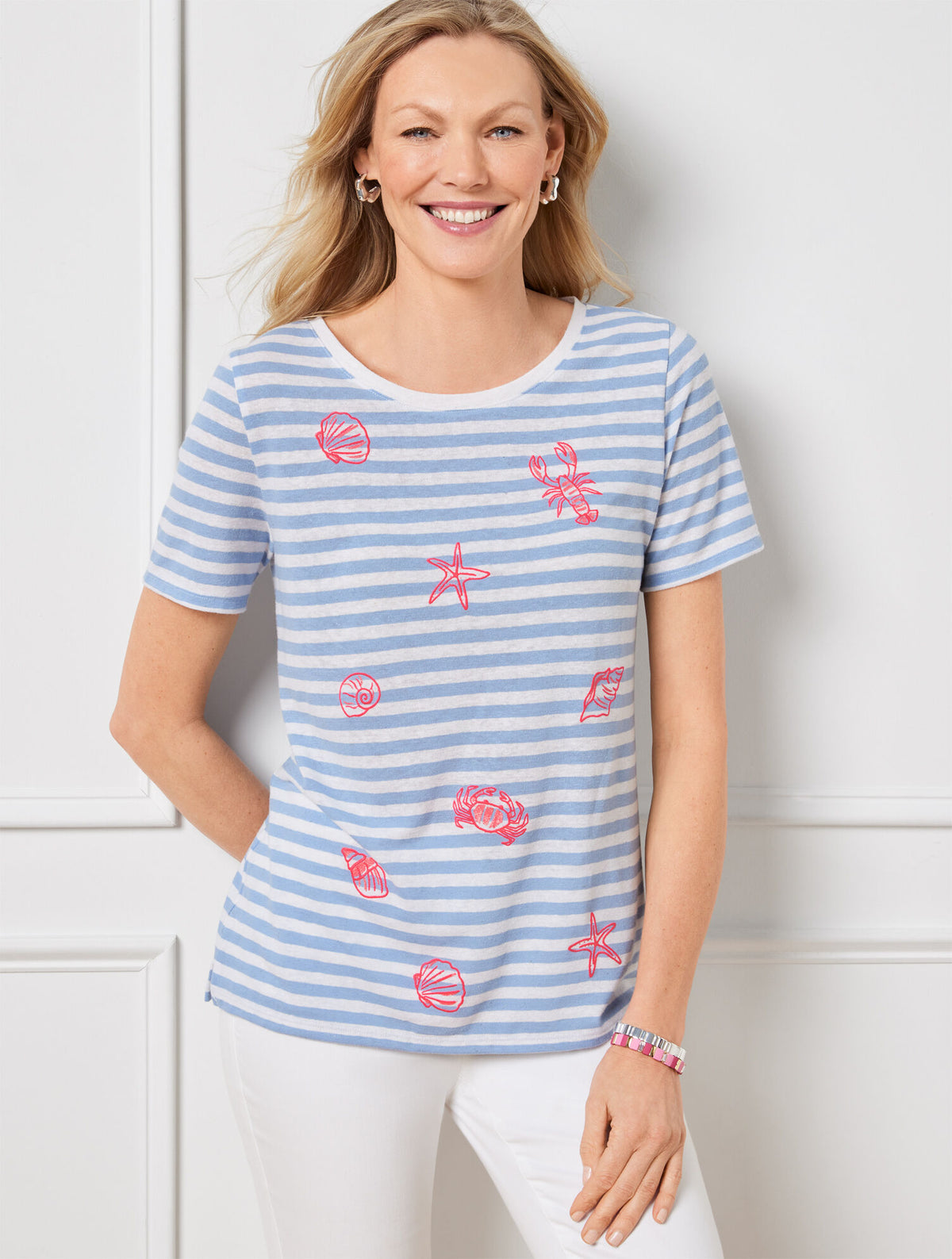 Talbots STARS & SHELLS CREWNECK TEE