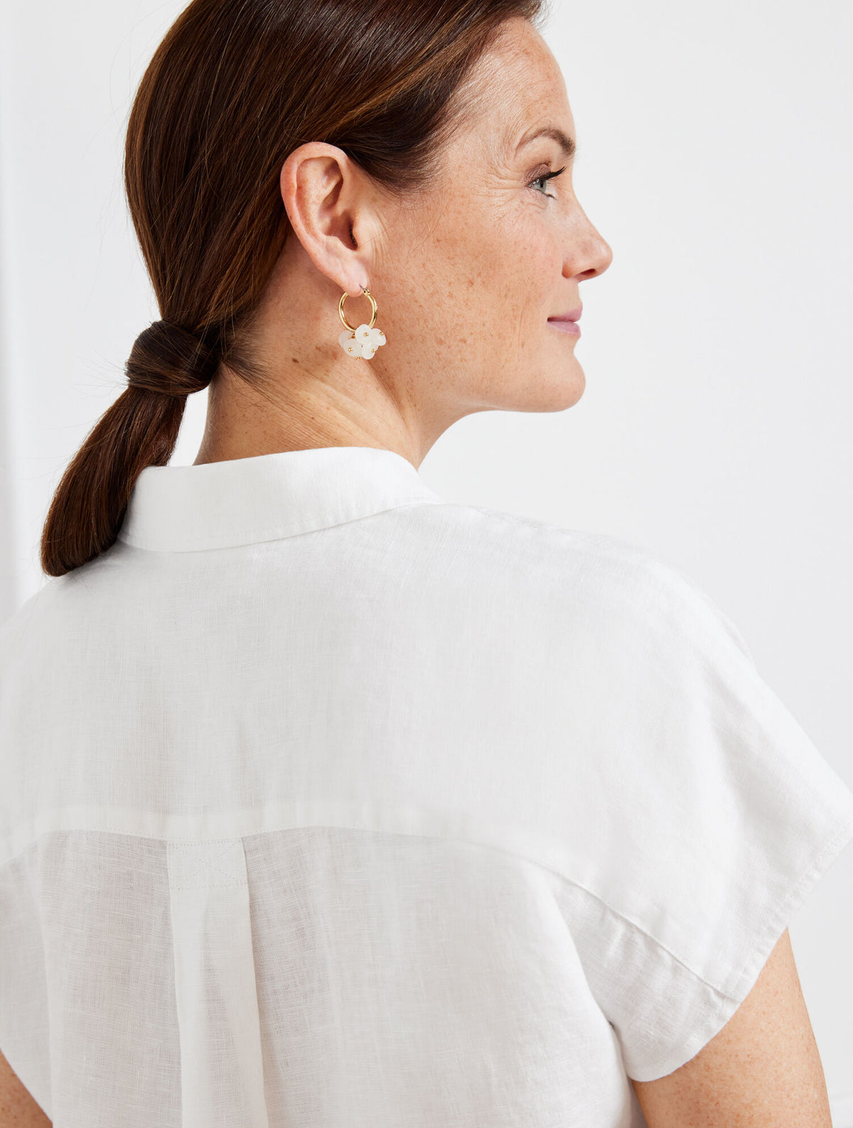Talbots LINEN TIE HEM BUTTON FRONT TOP