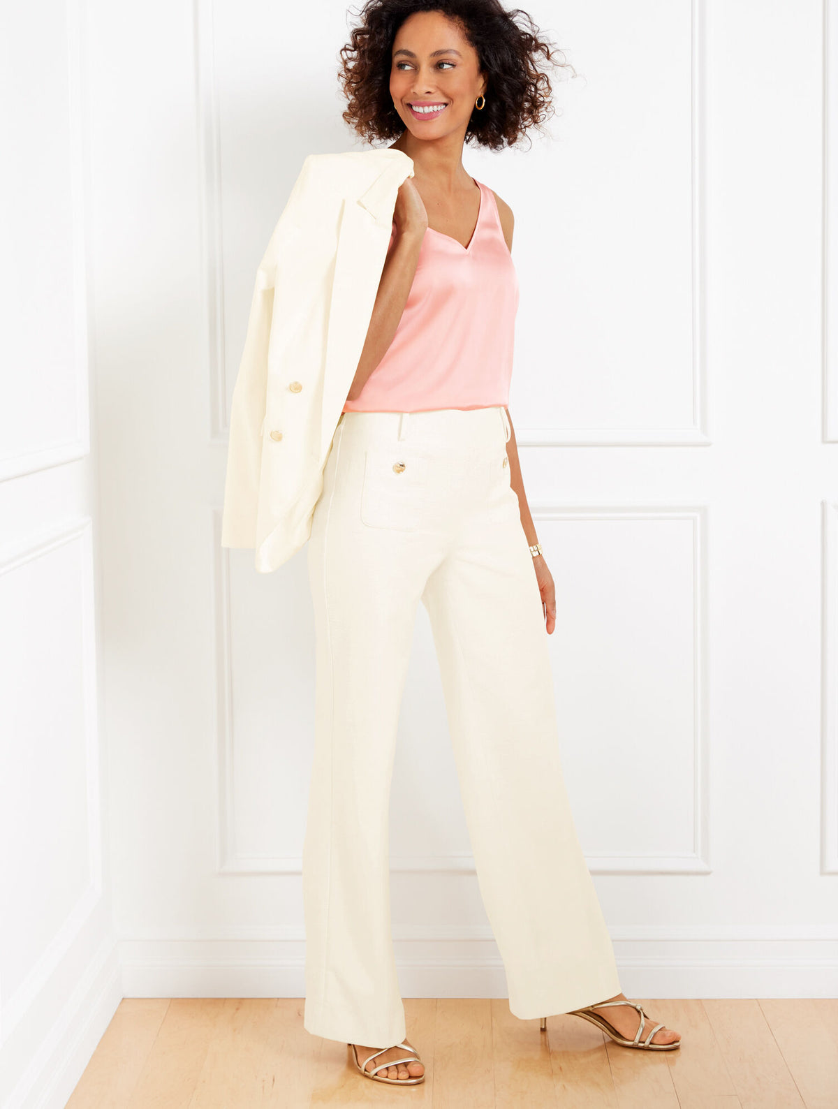 Talbots TEXTURED COTTON WIDE LEG PANTS
