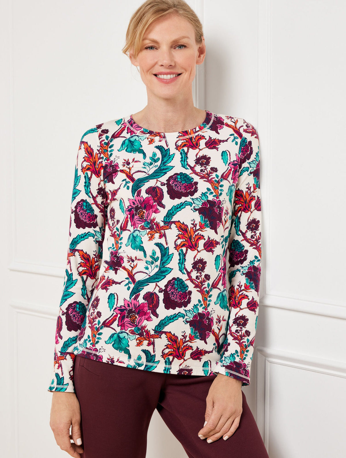 Talbots SUPERSOFT JERSEY LONG SLEEVE TEE – POETIC FLORAL