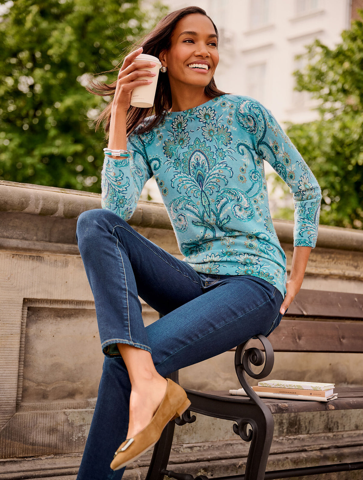 Talbots AUDREY CASHMERE SWEATER - IMPERIAL FLORAL