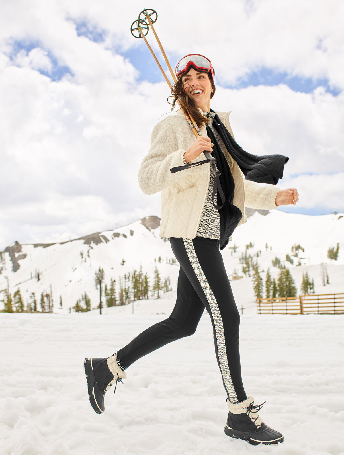 Talbots FLEECEBACK LEGGINGS - DIAMOND GEO JACQUARD