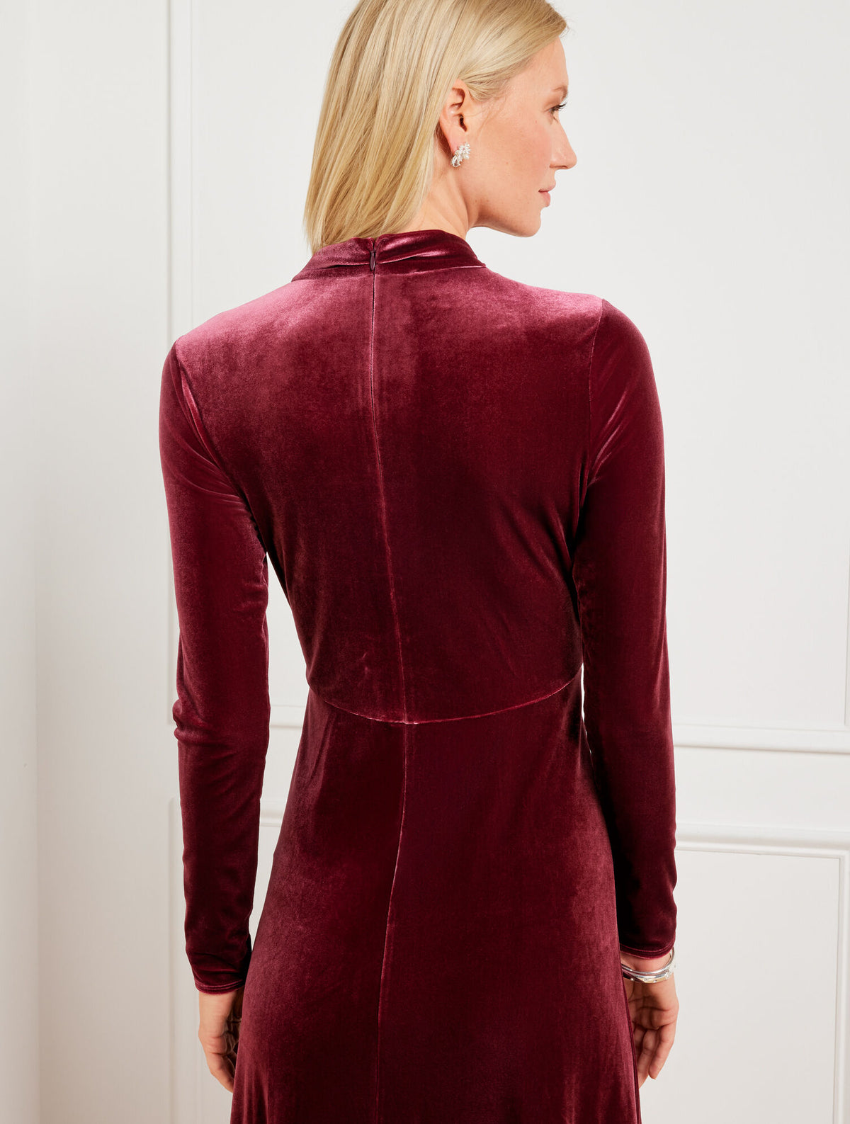 Talbots VELVET DRAPED NECK MIDI DRESS