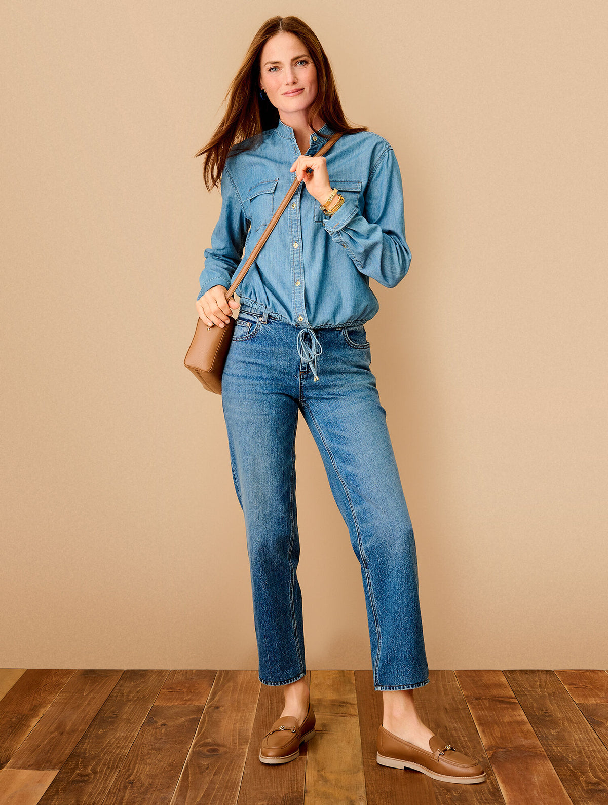 Talbots TIE FRONT DENIM TOP
