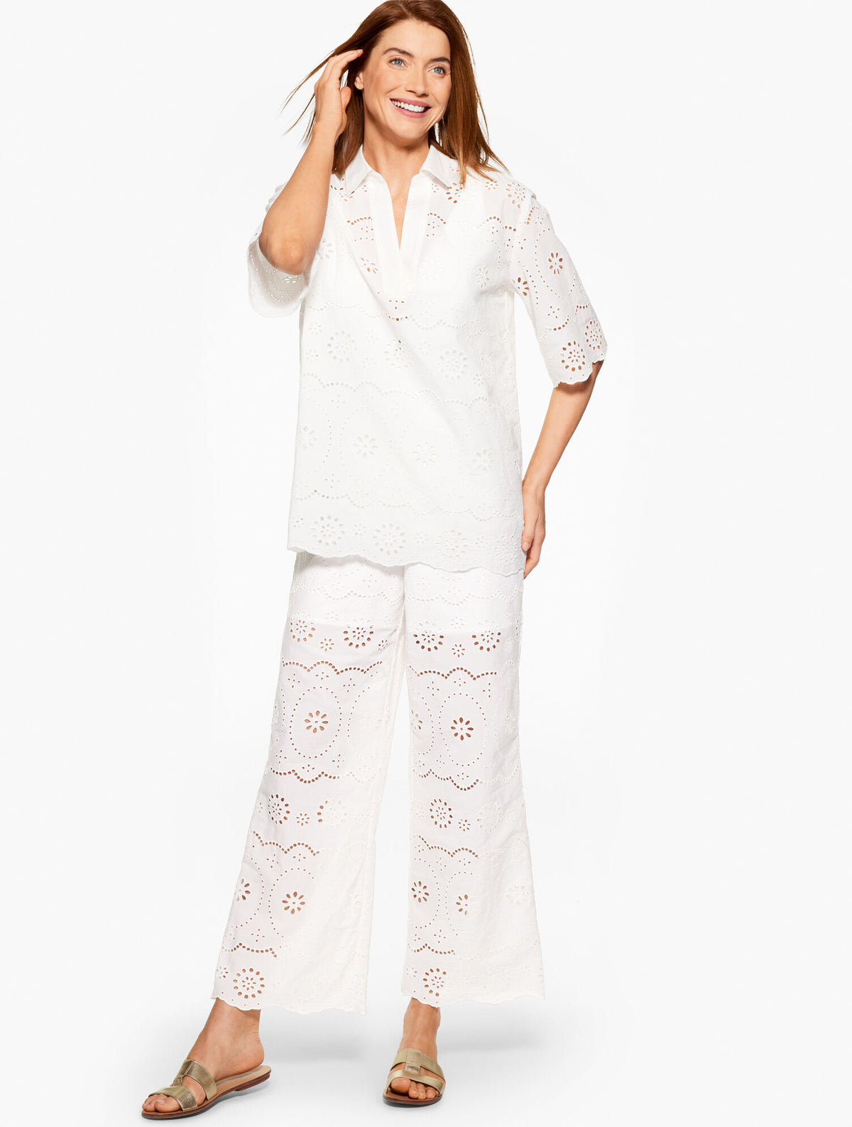 Talbots AQUA CLUB EYELET POPOVER SHIRT COVER-UP