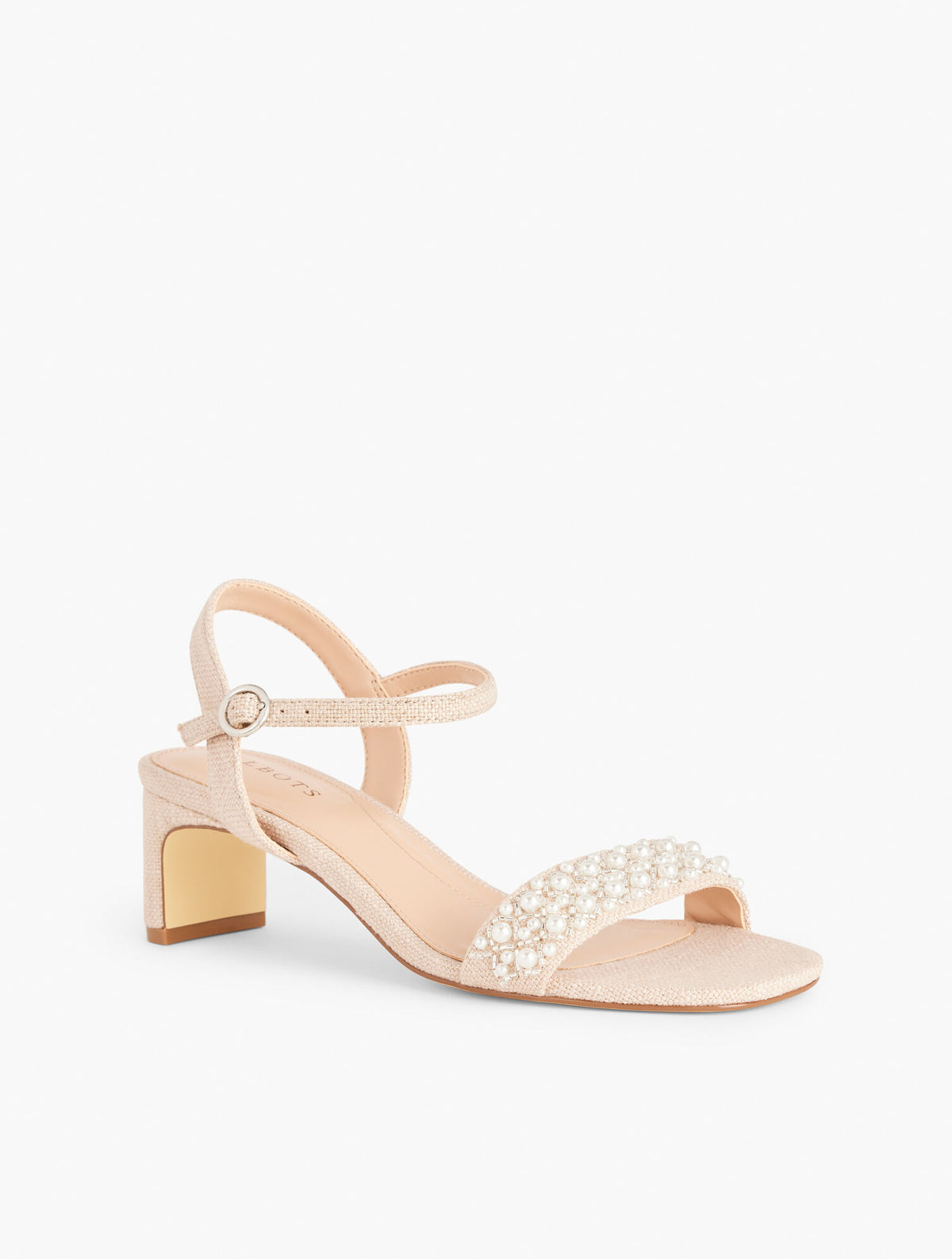 Talbots CAYDEN PEARL BLOCK HEEL LINEN SANDALS