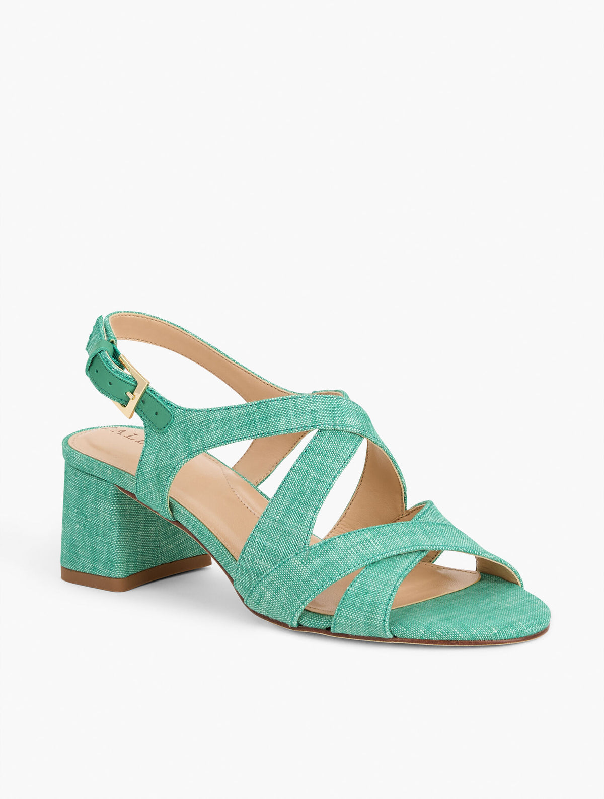 Talbots MILLIE STRAPS BLOCK HEEL WASHED LINEN SANDALS
