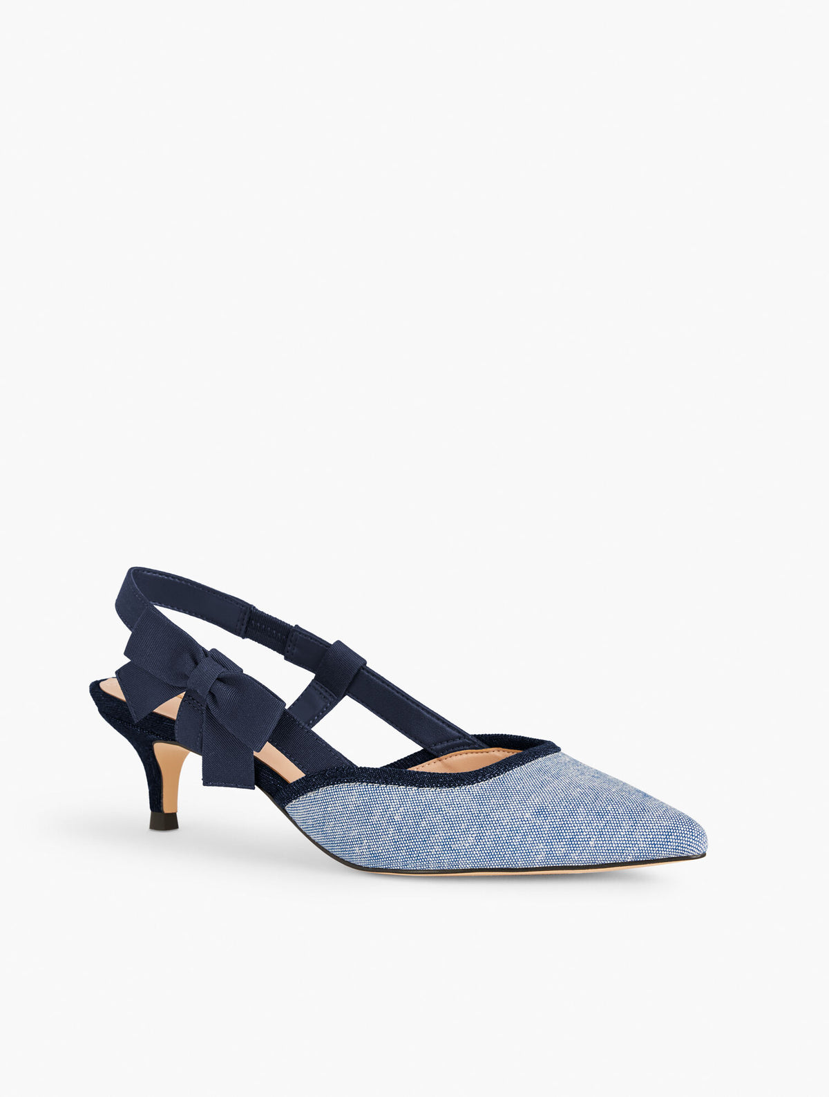 Talbots SYLVIE BOW SLINGBACK CHAMBRAY PUMPS