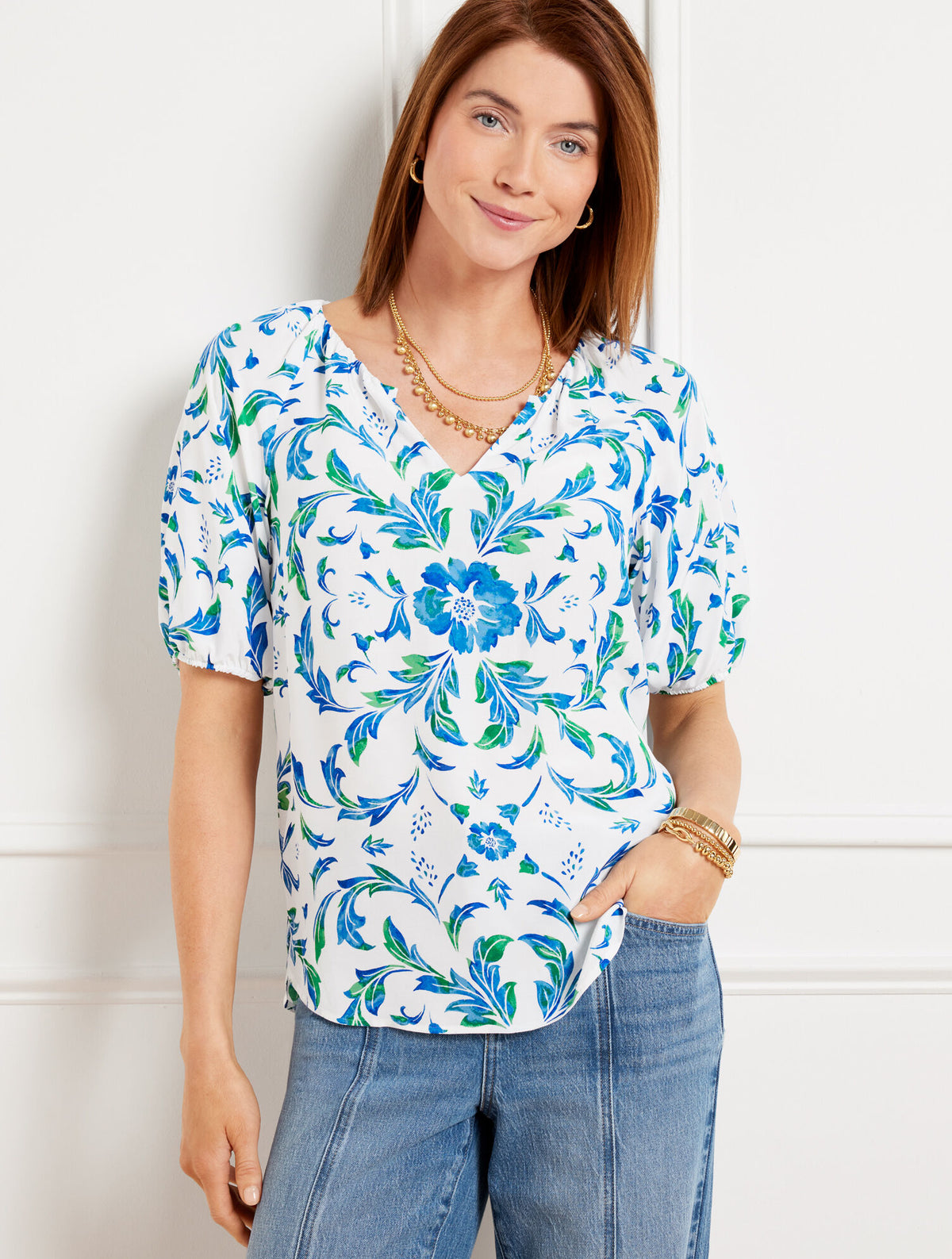 Talbots BEAUTIFUL SCROLL FLORAL TOP