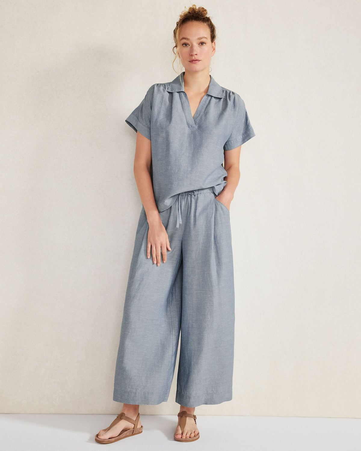 Talbots LINEN BLEND COLLARED SHIRT
