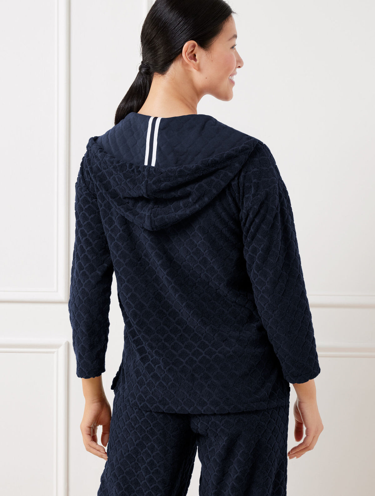Talbots TOWEL TERRY HOODED PULLOVER - SEASHELL