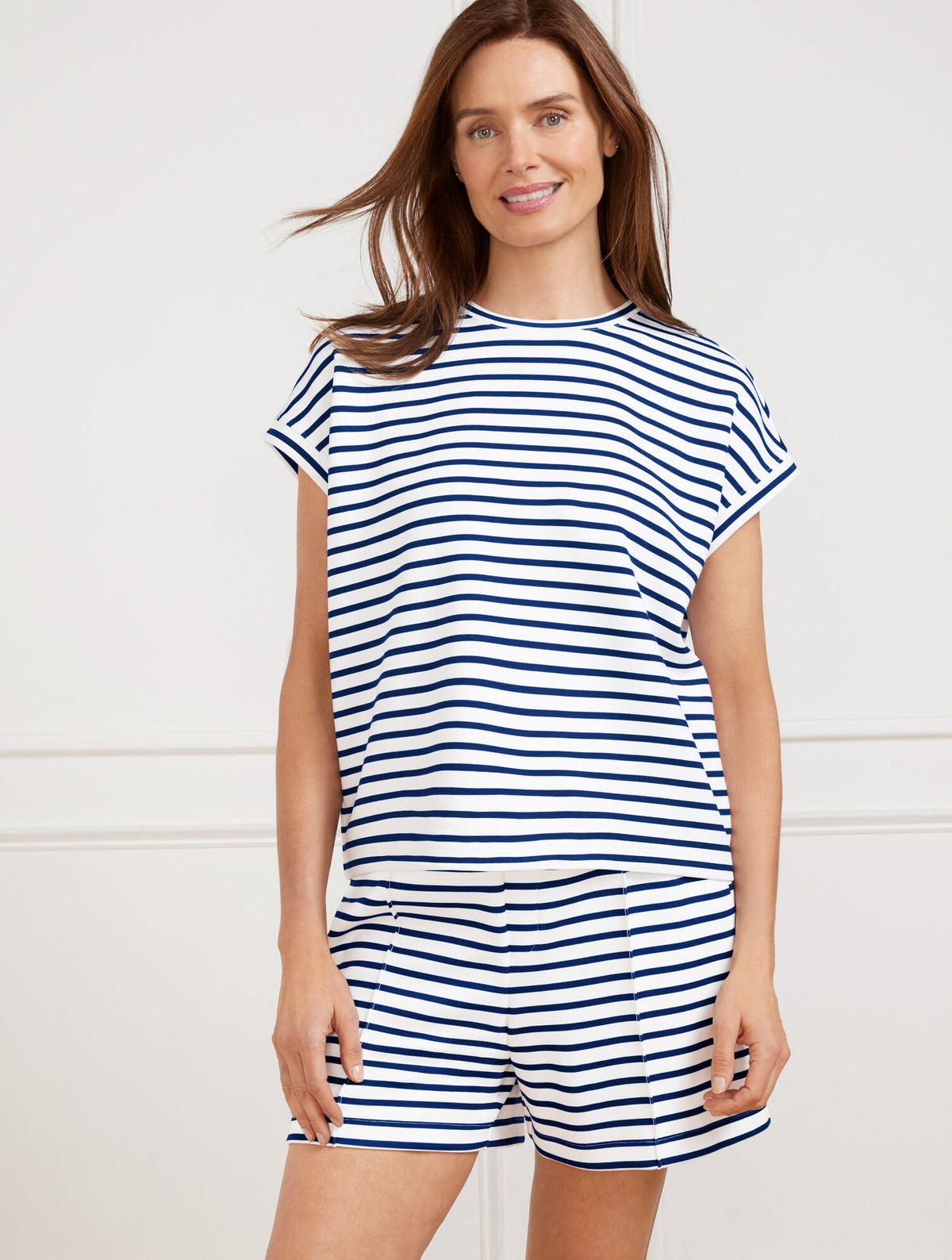 Talbots AIRKNIT STRETCH CREWNECK TEE - ACE STRIPE