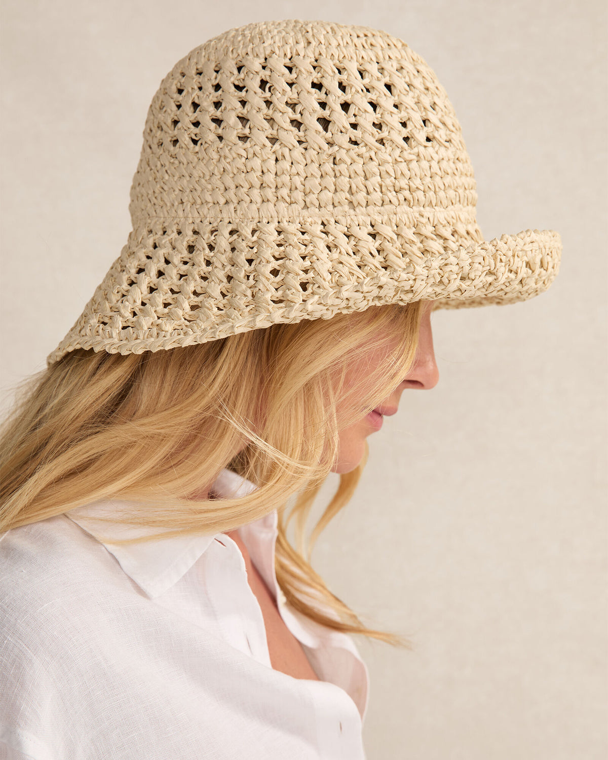 Talbots RAFFIA CROCHET BUCKET HAT