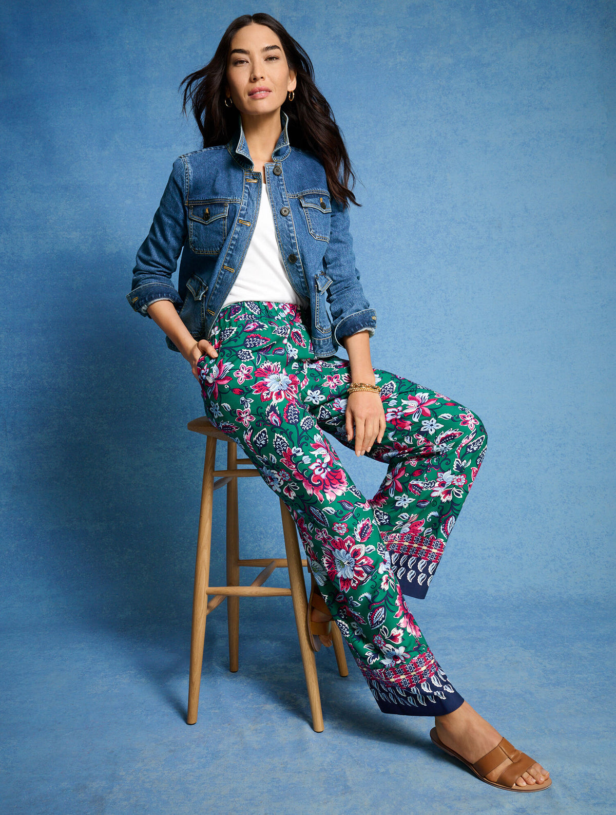 Talbots WIDE LEG PULL-ON PANTS - GORGEOUS GARDEN