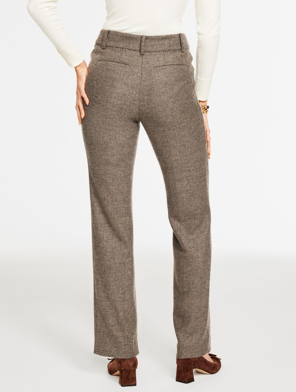 Talbots TALBOTS SOUTHAMPTON WOOL STRAIGHT LEG PANTS - HERRINGBONE