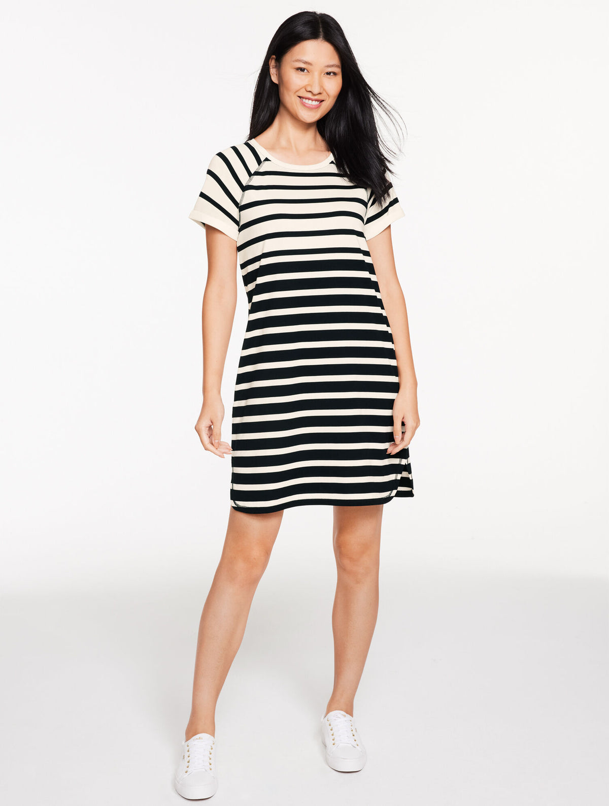 Talbots LUXE JERSEY RAGLAN T-SHIRT DRESS - THAMES STRIPE
