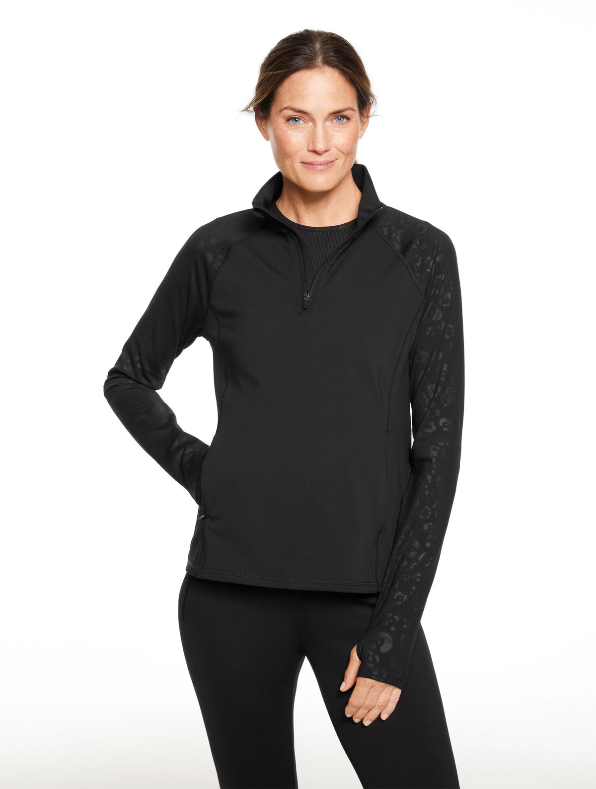 Talbots OUT & ABOUT HALF-ZIP JACKET - SPOT ON LEOPARD