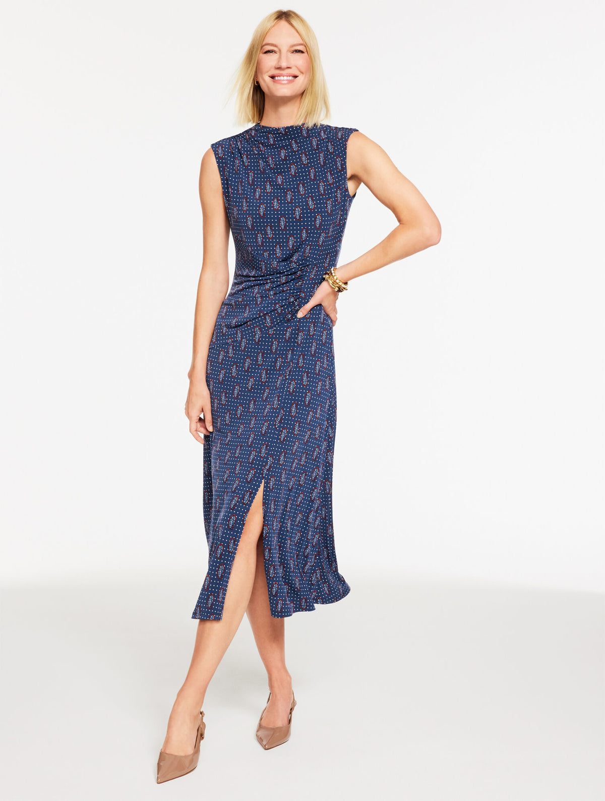 Talbots FIT & FLARE MATTE JERSEY DRESS - DITSY PAISLEY