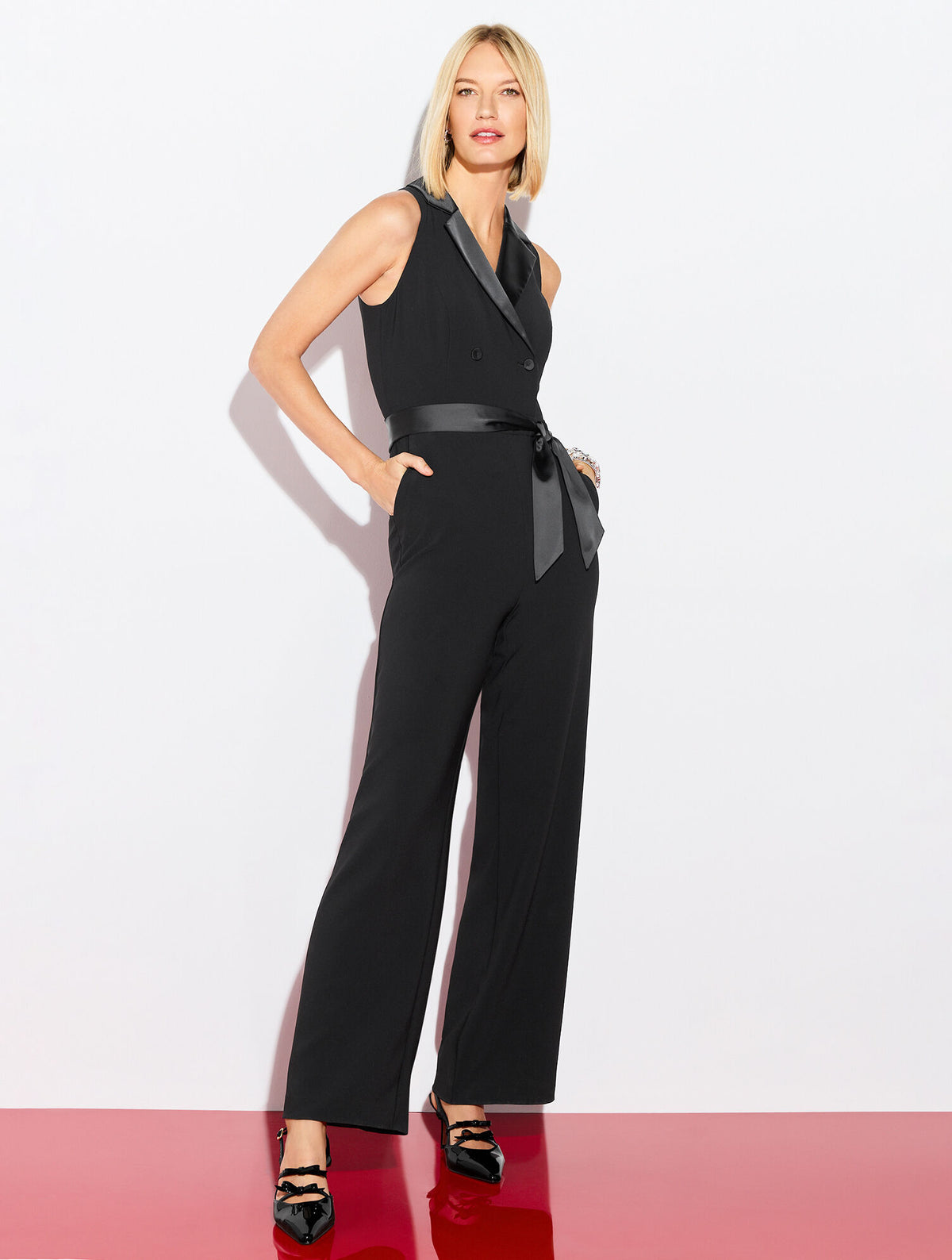 Talbots POLISHED CREPE TUXEDO WIDE LEG JUMPSUIT