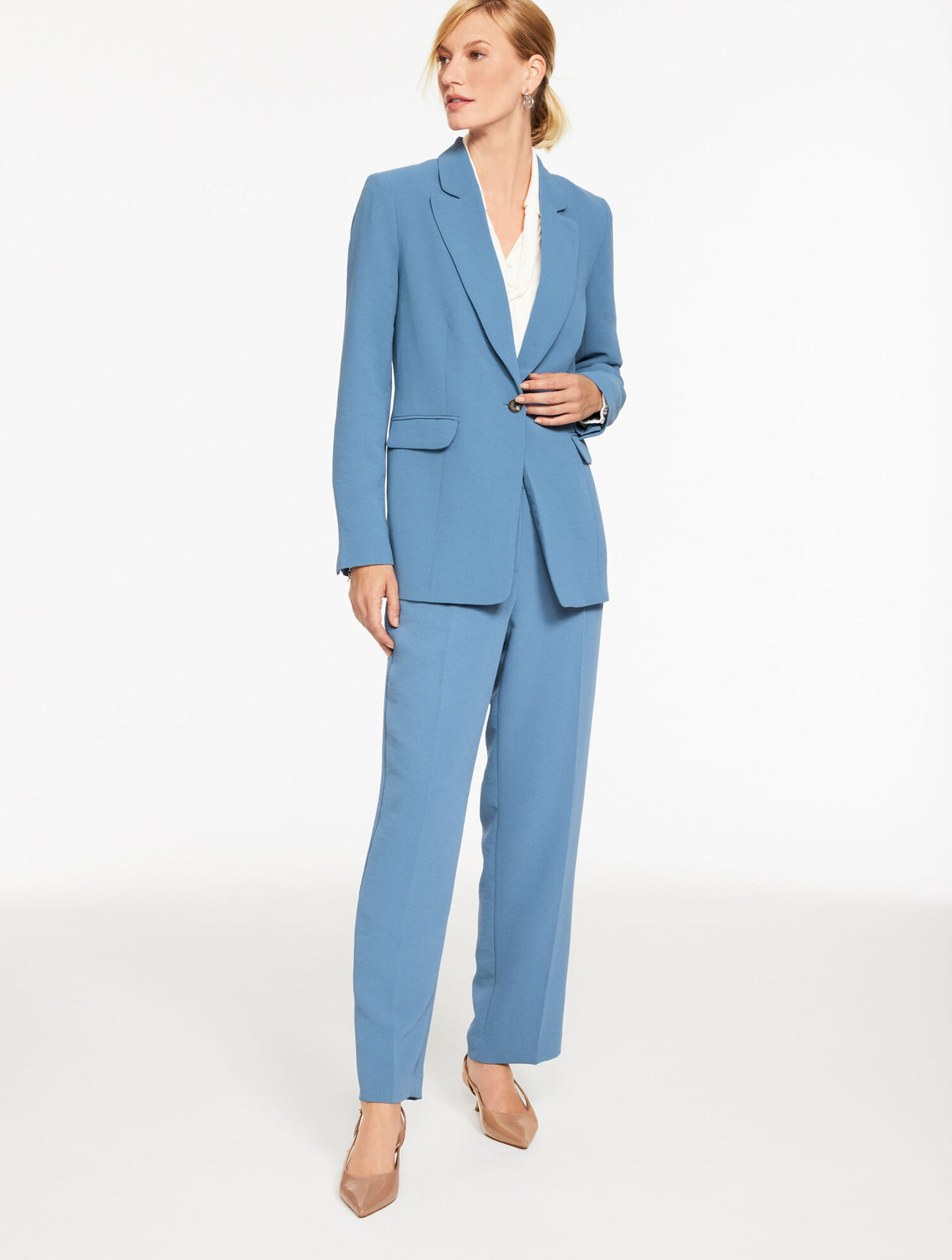 Talbots POLISHED CREPE SINGLE BUTTON BLAZER