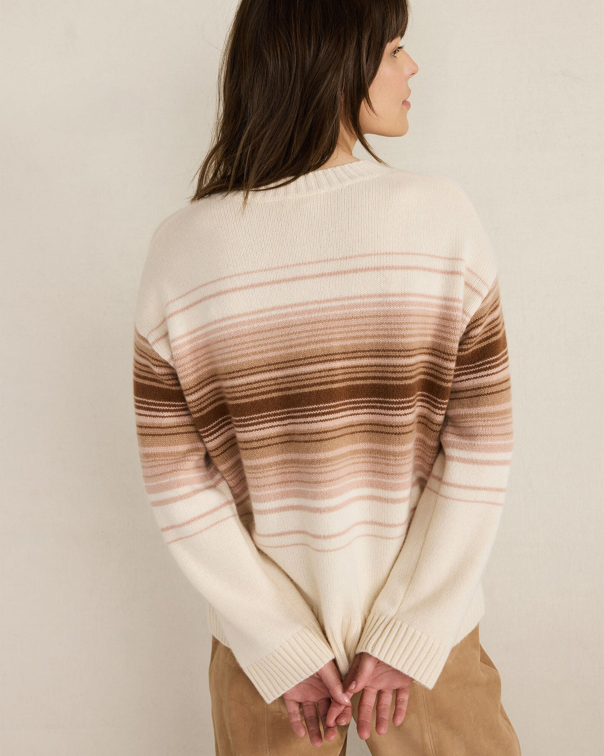Talbots CASHMERE OMBRÉ STRIPE CREWNECK SWEATER