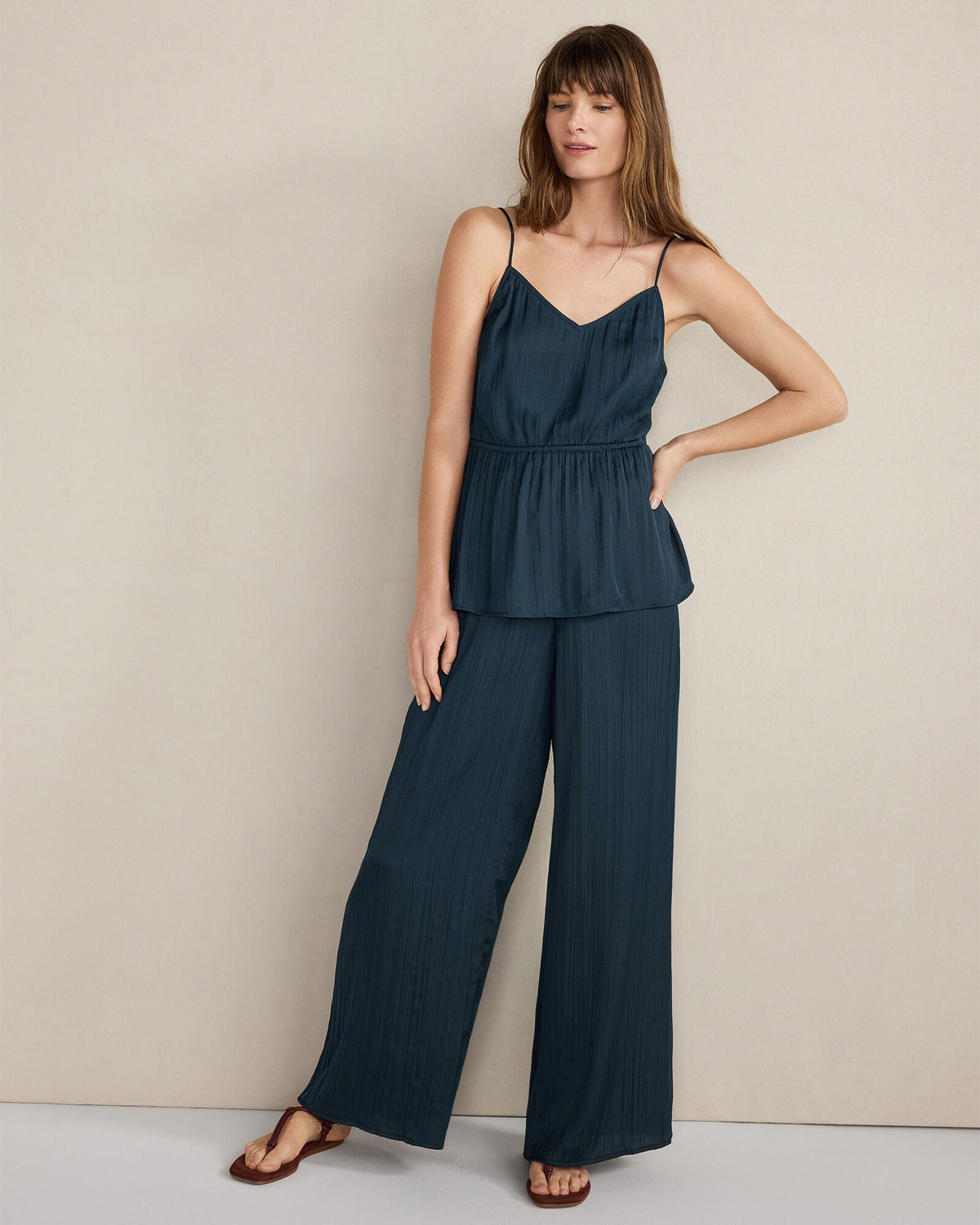 Talbots SILKY PLEATED PEPLUM TOP