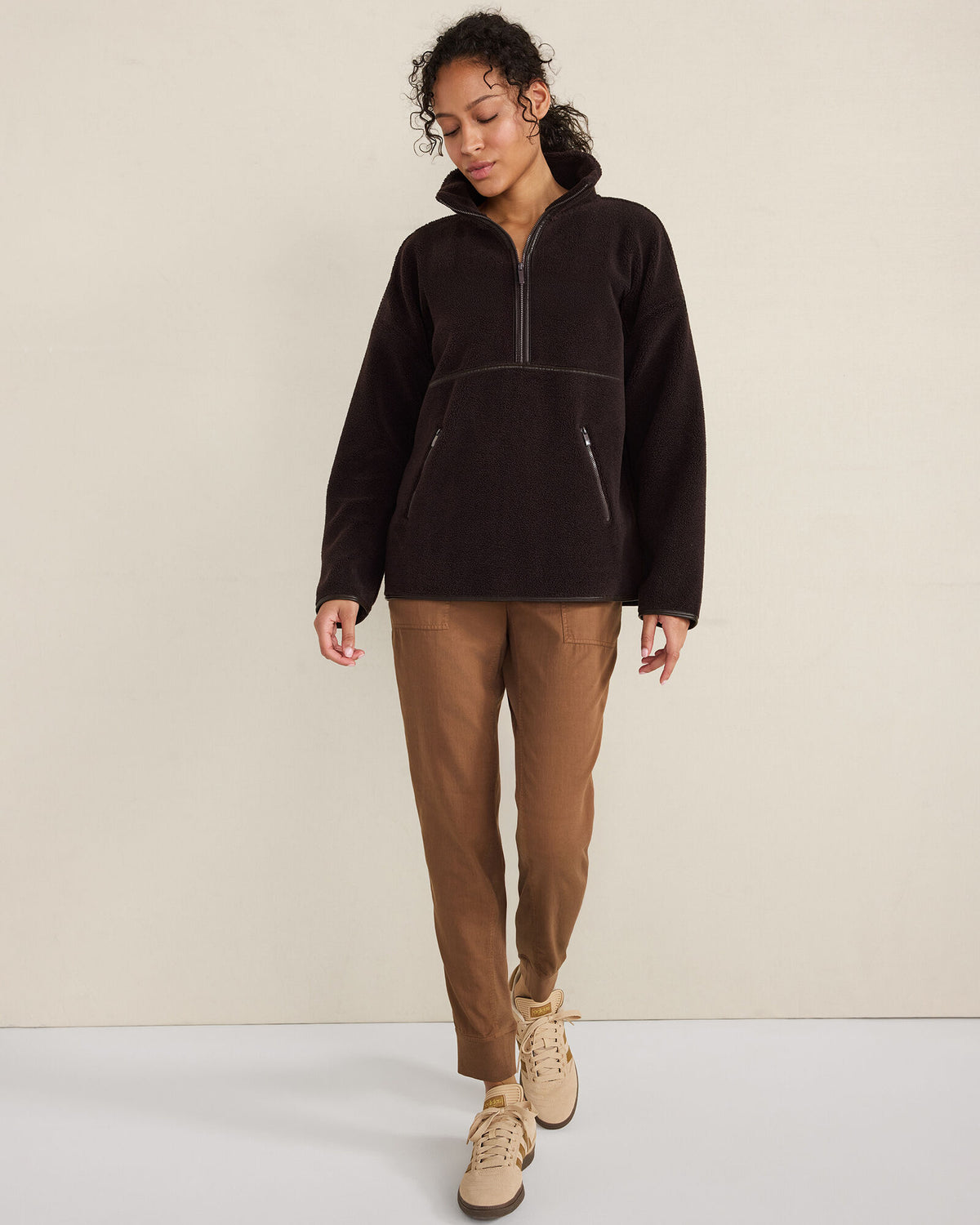 Talbots FAUX SHERPA HALF ZIP PULLOVER