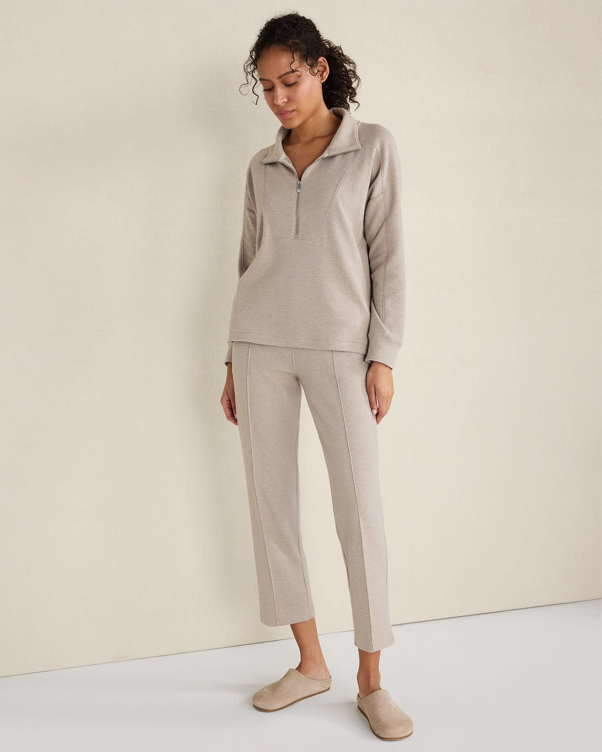 Talbots COTTON BLEND OTTOMAN RIB TAPERED PANTS