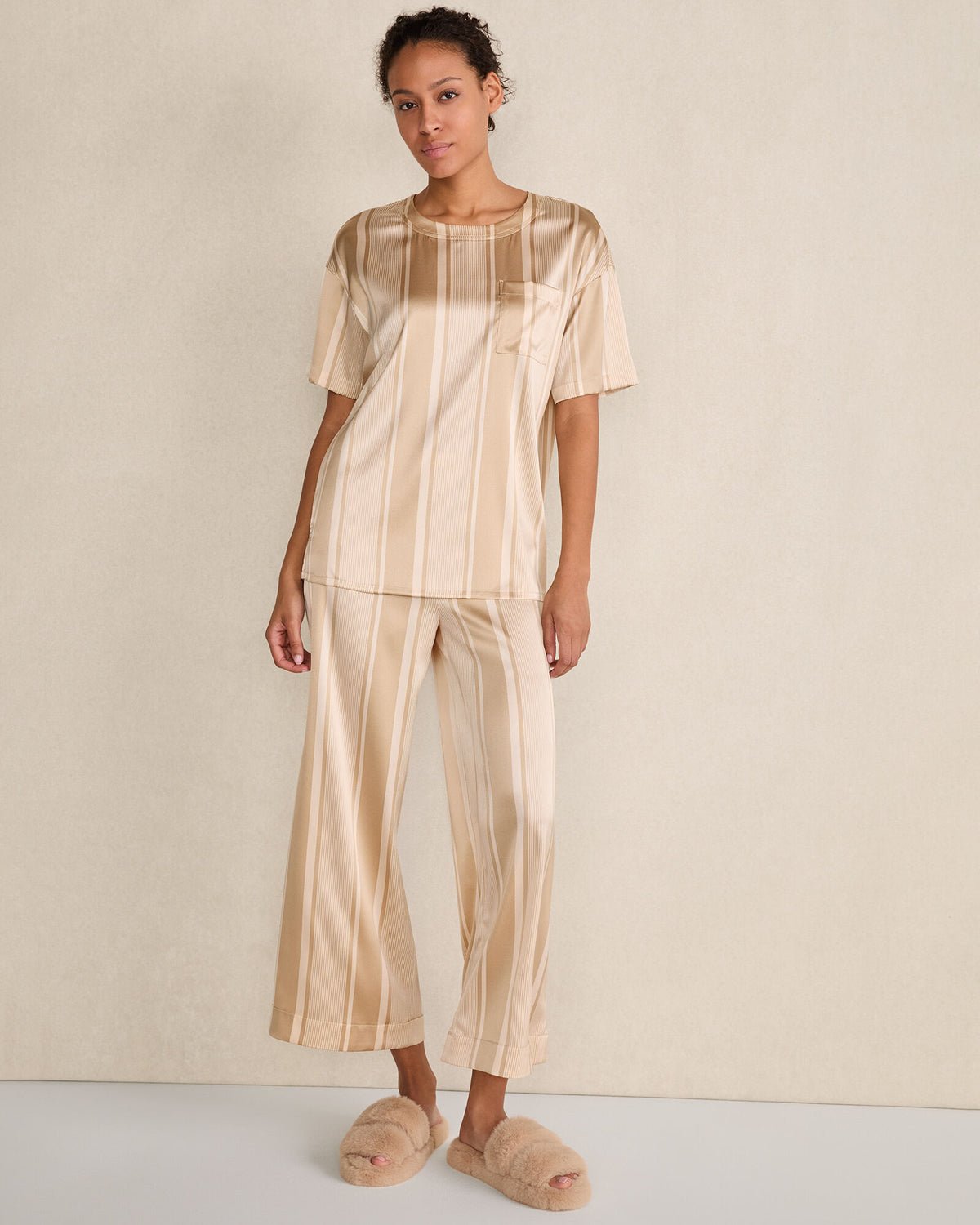 Talbots WASHABLE SILK STRIPE DROP SHOULDER TEE