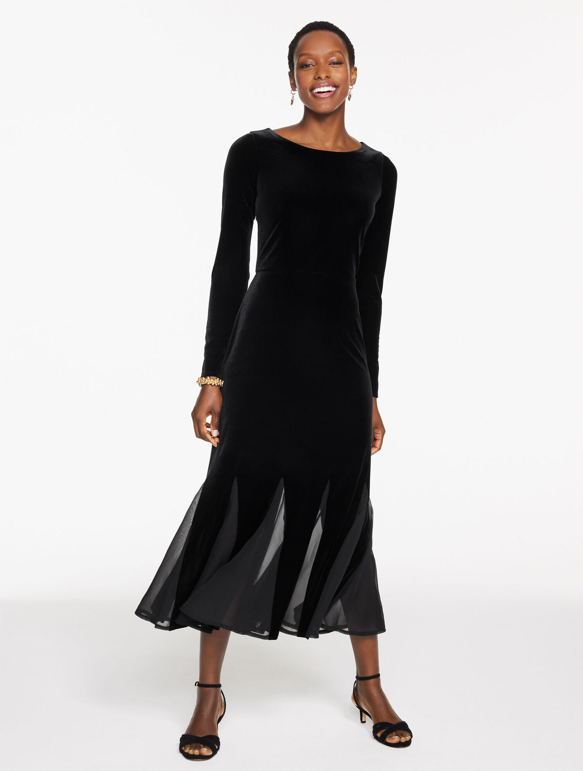 Talbots VELOUR FIT & FLARE MAXI DRESS