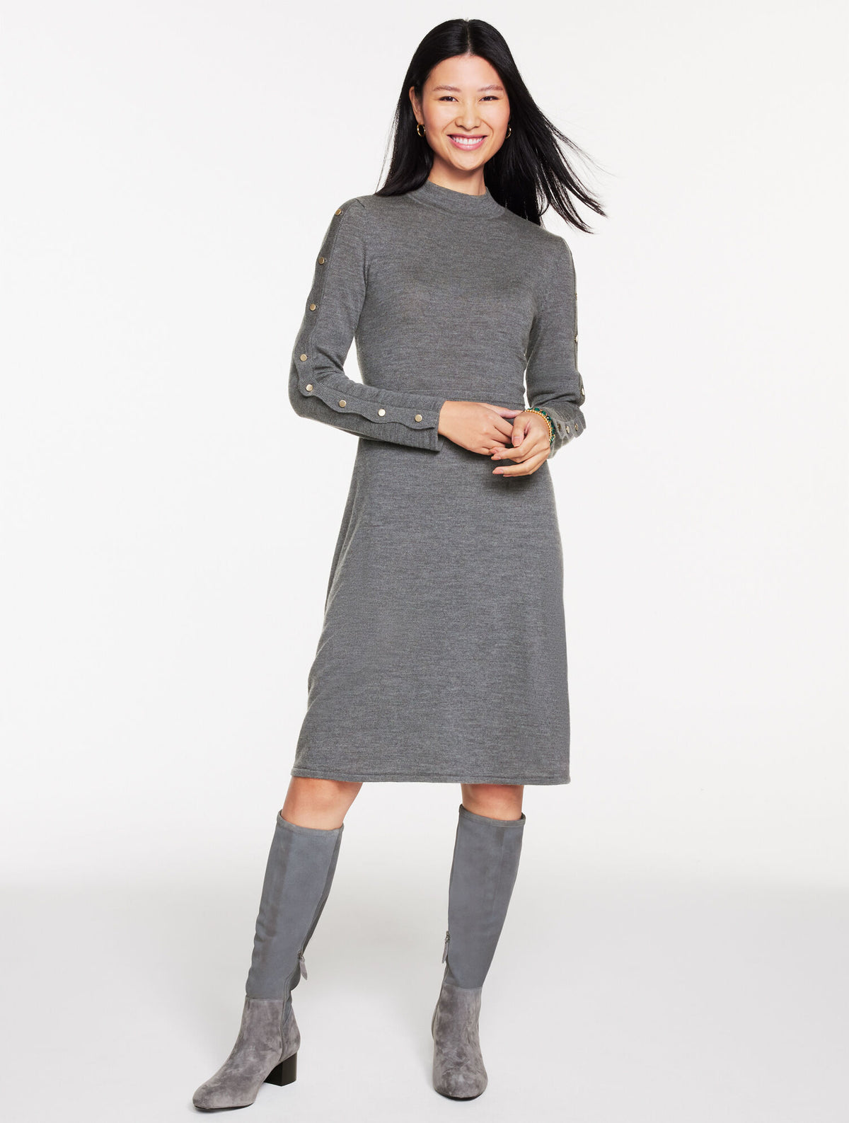 Talbots MERINO WOOL SCALLOP FIT & FLARE DRESS