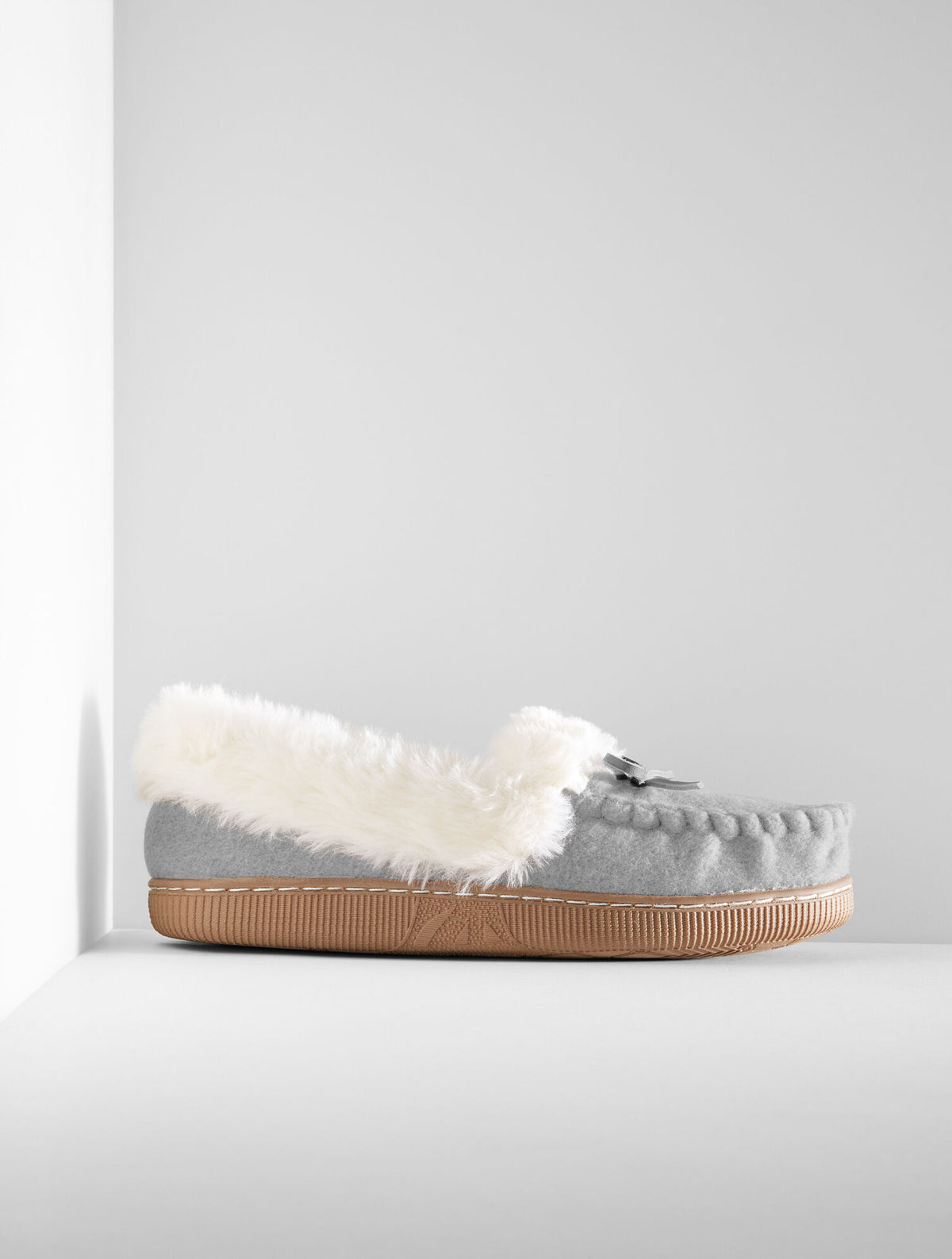 Talbots CLEO FLANNEL FAUX FUR MOCCASINS