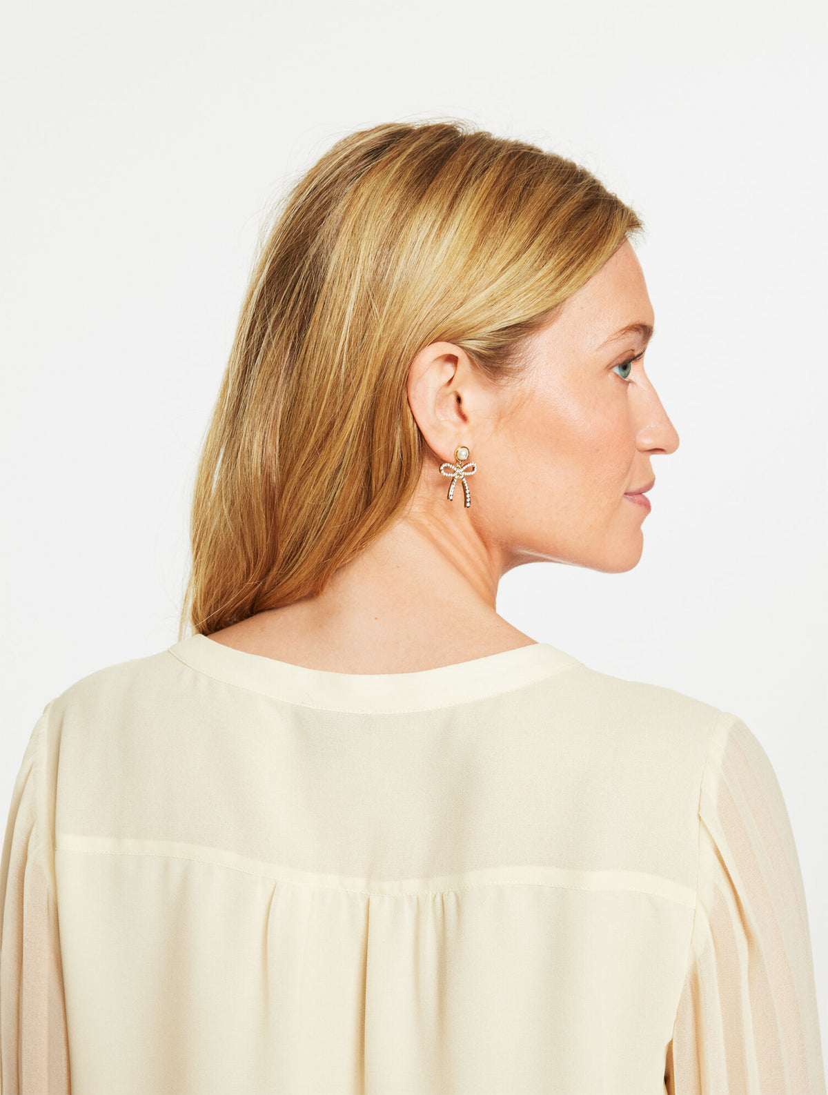 Talbots PLEATED LACE TRIM TOP
