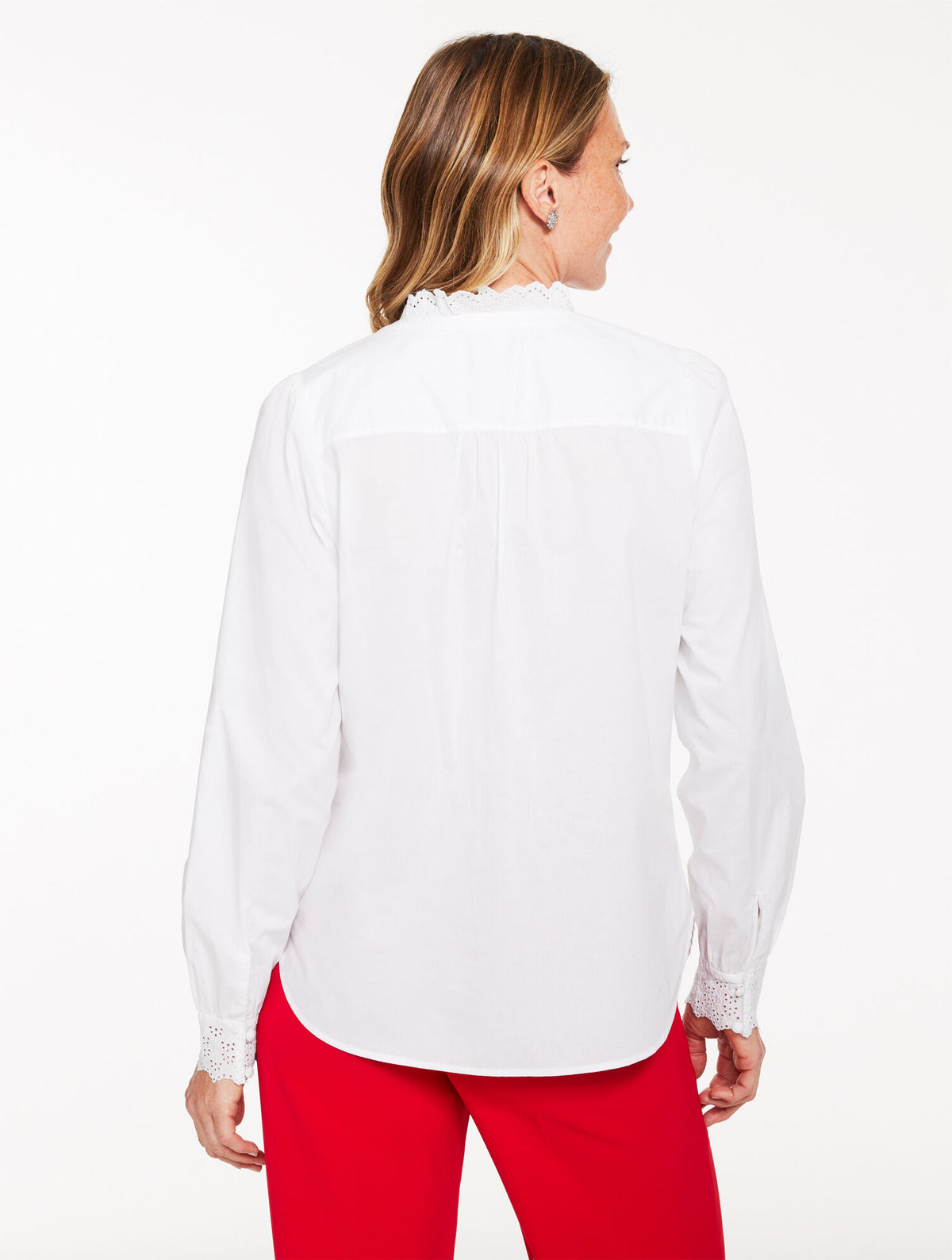 Talbots EMBELLISHED EYELET POPLIN TOP
