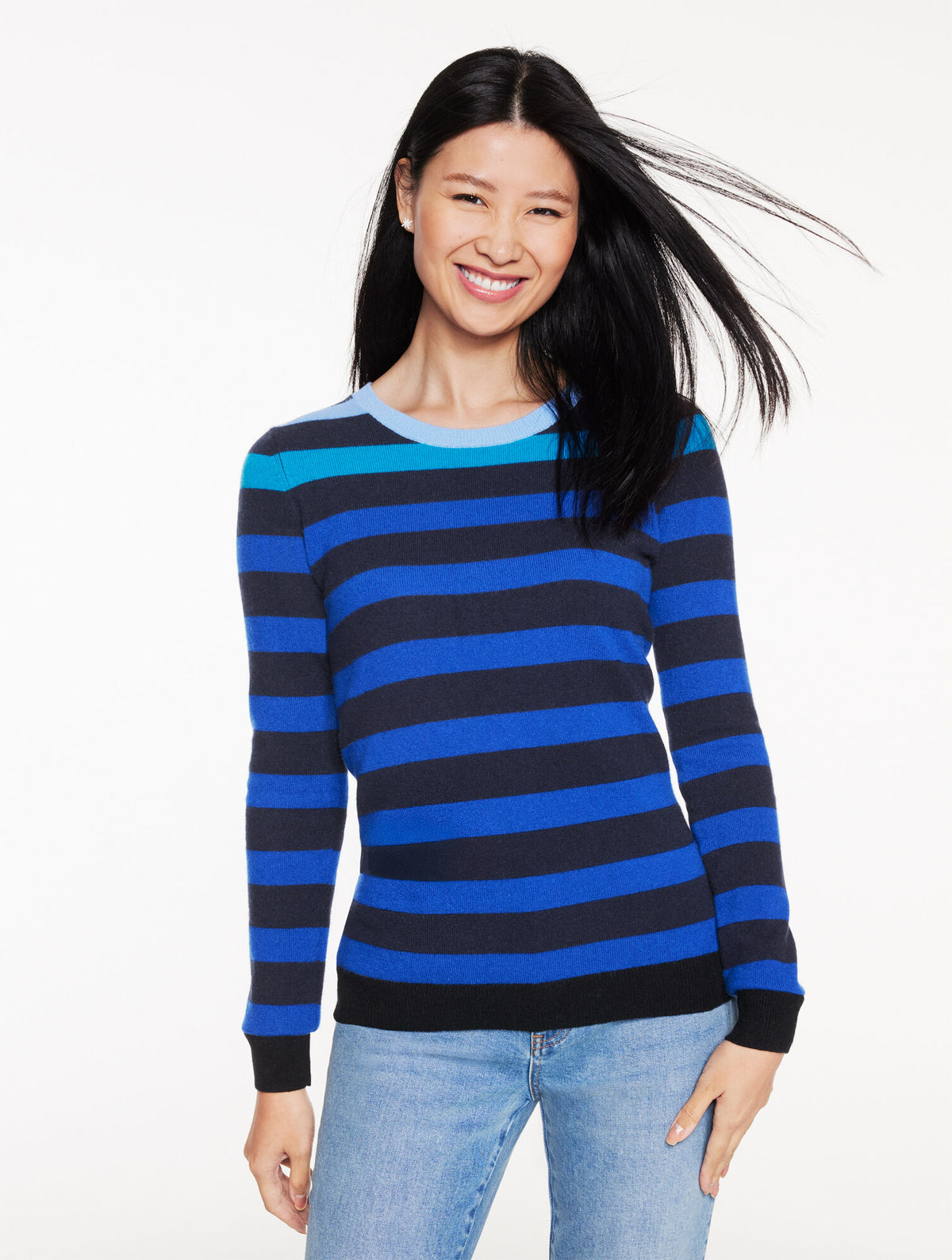 Talbots CASHMERE CREWNECK SWEATER - STRIPE