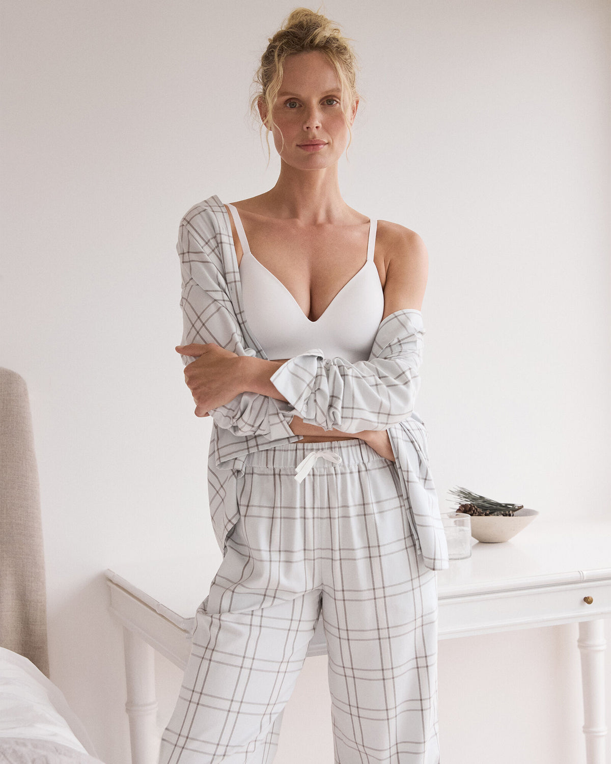 Talbots LIGHTWEIGHT FLANNEL WINDOWPANE PAJAMA PANTS
