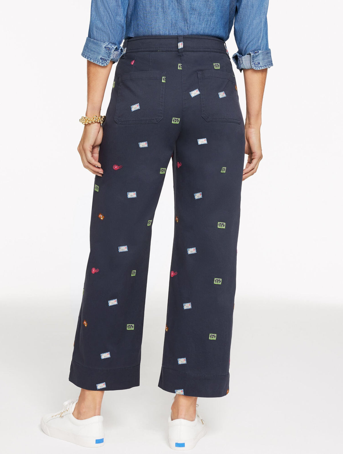 Talbots WIDE ANKLE HERITAGE TWILL PANTS - WANDERLUST STAMPS