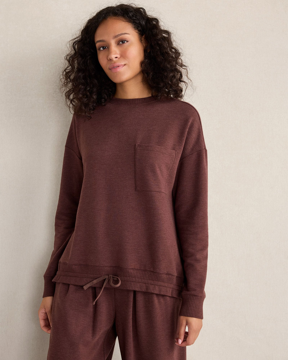 Talbots FLEECE CINCHED CREWNECK