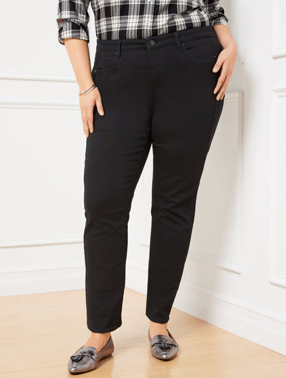 Talbots PLUS SIZE HIGH-WAIST STRAIGHT-LEG JEANS - BLACK