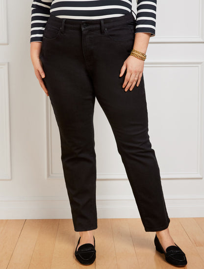 Talbots PLUS SIZE HIGH-WAIST STRAIGHT-LEG JEANS - BLACK - CURVY FIT