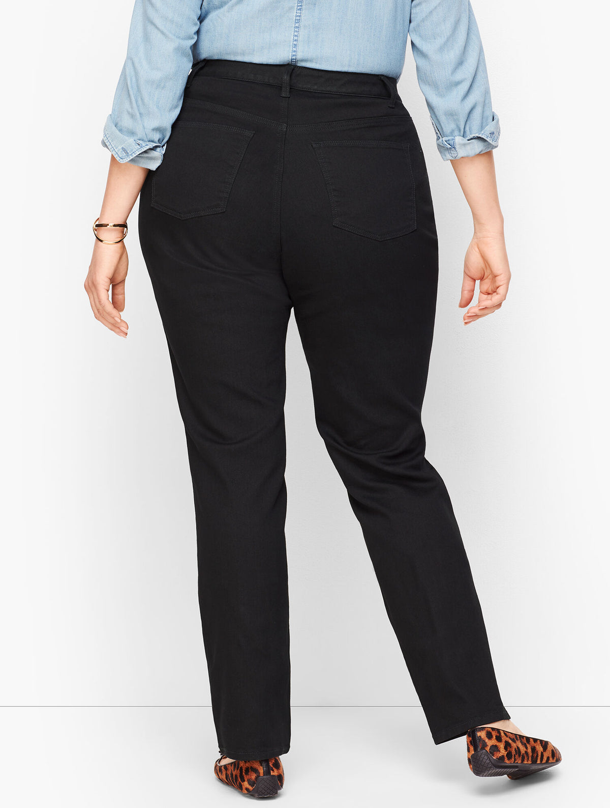 Talbots PLUS SIZE HIGH-WAIST STRAIGHT-LEG JEANS - BLACK - CURVY FIT