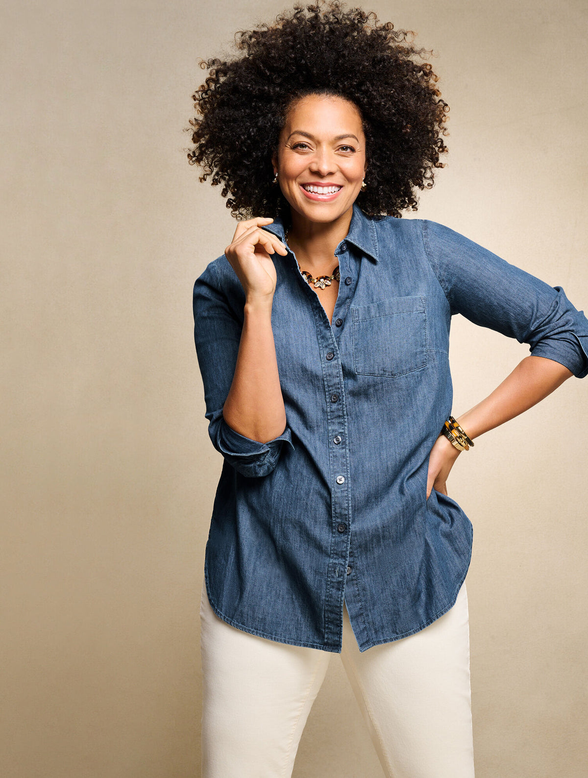 Talbots BOYFRIEND SHIRT - DENIM
