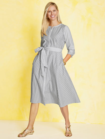 Talbots BELTED SHIRTDRESS - DAISY STRIPE
