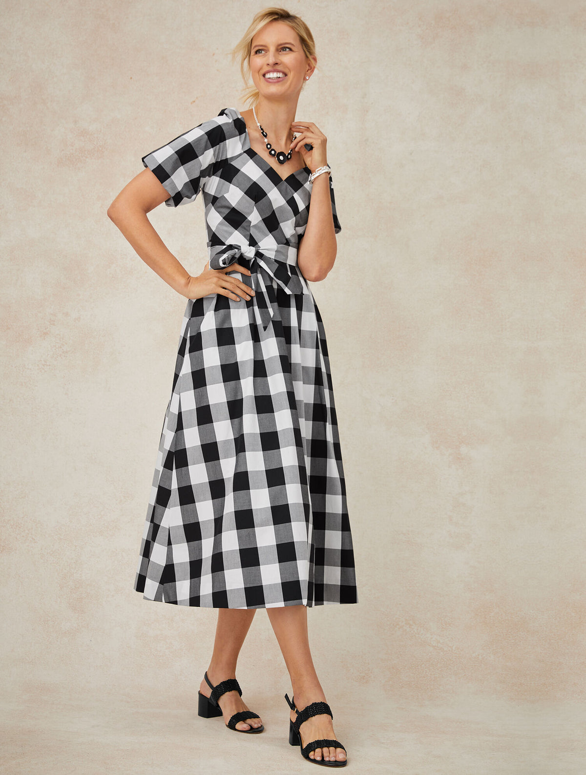 Talbots ZINNIA GINGHAM FIT & FLARE POPLIN DRESS