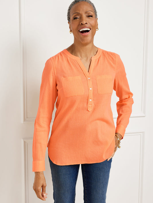 Talbots GAUZE BAND COLLAR POPOVER