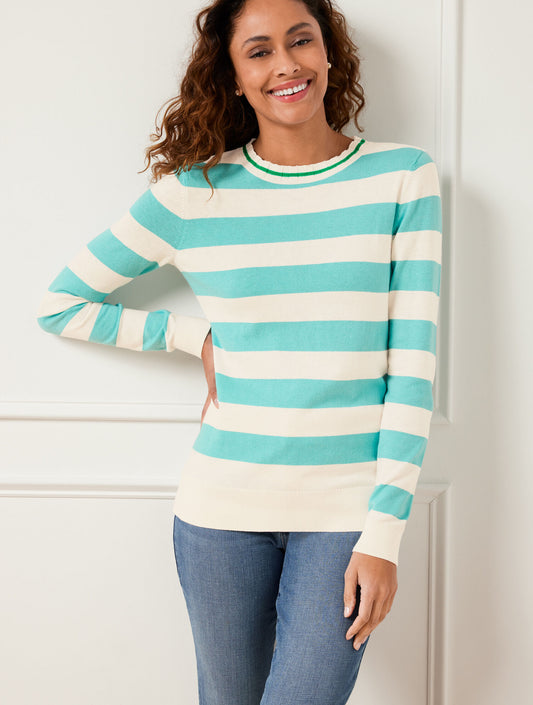 Talbots BICOLOR STRIPE CREWNECK PULLOVER