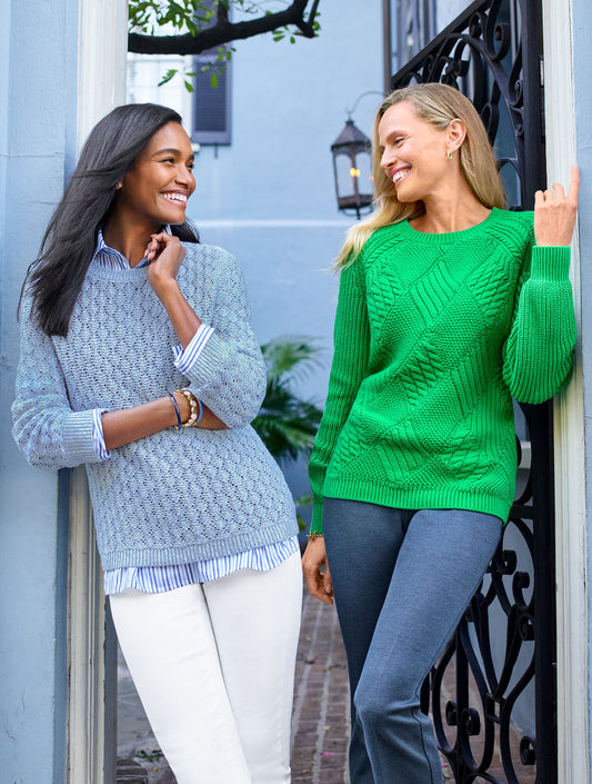 Talbots POINTELLE MARL CREWNECK SWEATER