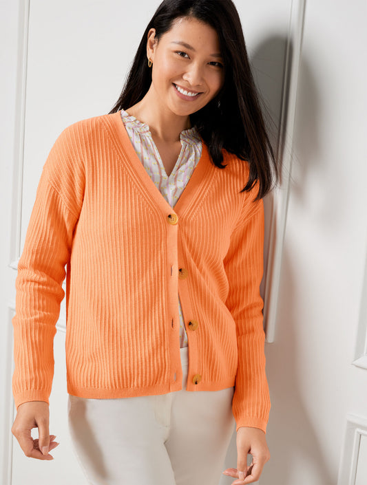 Talbots RIBBED V-NECK CARDIGAN