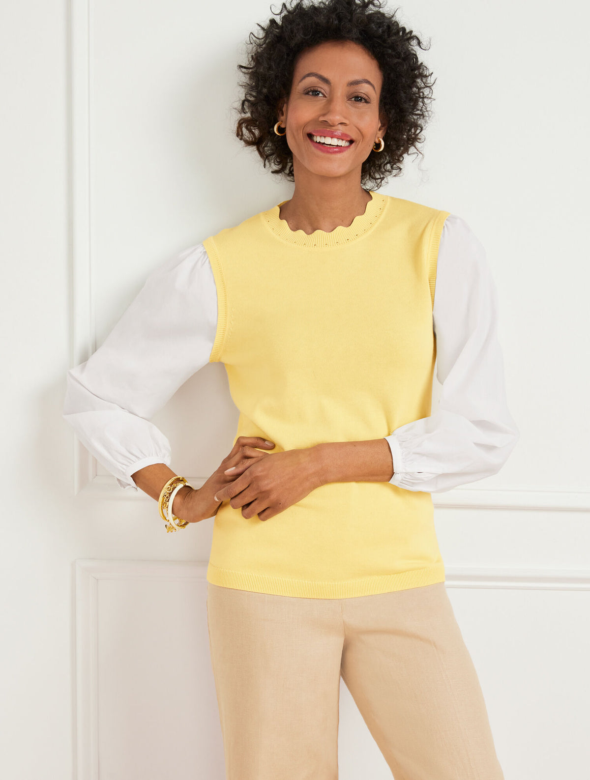 Talbots WOVEN SLEEVE PULLOVER